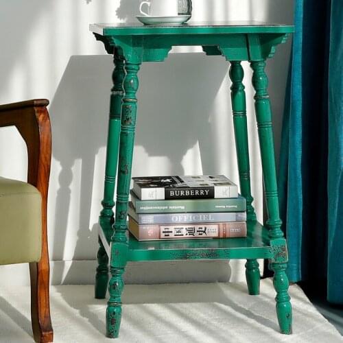 European-style Small Apartment Coffee Table Solid Wood Living Room Casual Tea Tables Retro Dormitory Restaurant High Side Table