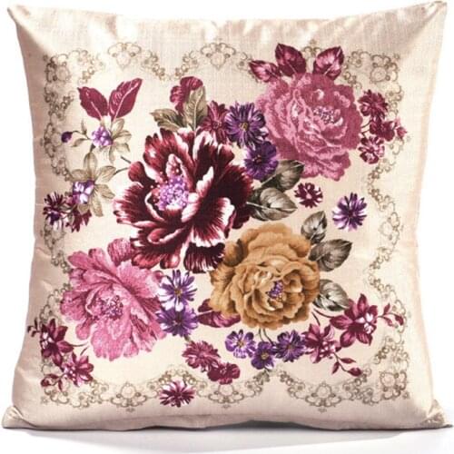 Colorful Flower Pattern Polyester Fiber Throw Pillow Square Cushion Cover For Car Sofa Seat Pillow Case Home Decorative