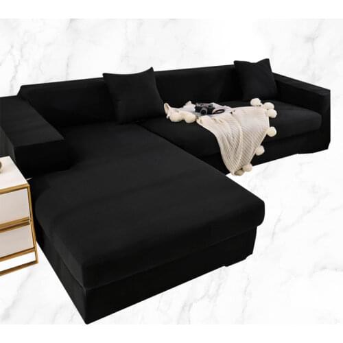 L shape need 2 pieces solid corner sofa covers for living room elastic spandex slipcovers couch cover stretch sofa towel