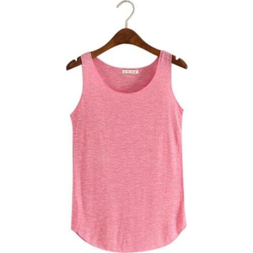 Spring Summer New Tank Tops Women Sleeveless Round Neck Loose T Shirt Ladies Vest Singlets