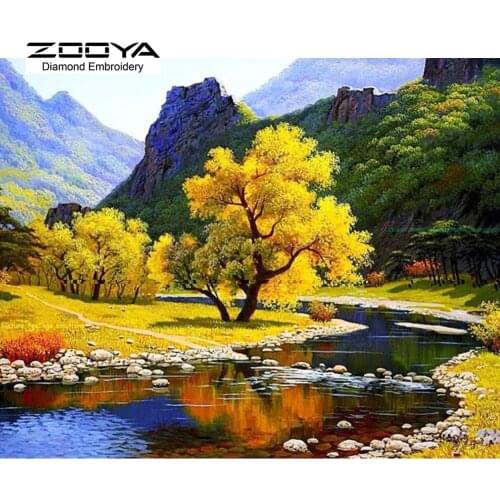 NEW 3D DIY Diamond Painting Cross Stitch Autumn Landscape Crystal Needlework Diamond Embroidery Full Diamond Decorative BJ445