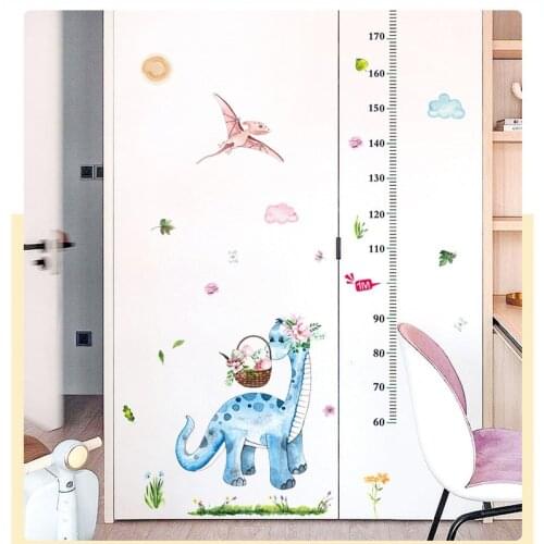 Dinosaur Childrens Height Chart Stickers And Decals Decorative Vinyl Wall Stickers For Kids Rooms Decal Wallpaper Self adhesive