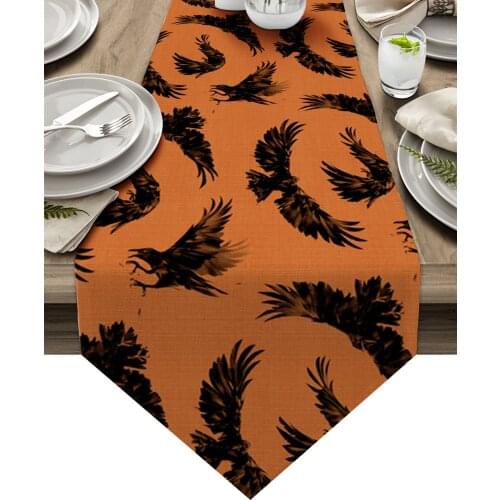 Halloween Crow Orange Table Runners Home Dining Coffee Table Decor Table Cloth Wedding Decoration Table Cover