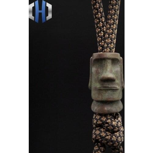 Original Easter Island Stone Portrait EDC Pendant Rope Knife Falling Flashlight Manual DIY Pendant Knife Beads