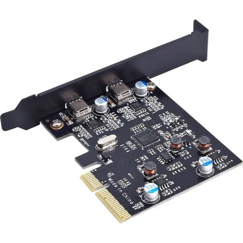 PCI-E to USB3.1 Dual Type C Expansion Card 10Gbps Hgh-speed Transmission PCI Express Adapter for Windows 2000/XP/Vista/7/10