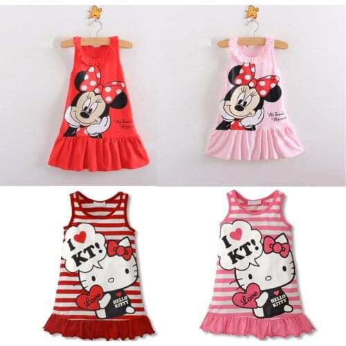 Girls Dress Minnie Girls Clothes Cute Kitty Cartoon Pattern Sleeveless Baby Girl Princess Dress Kids Dresses For Girls Vestido
