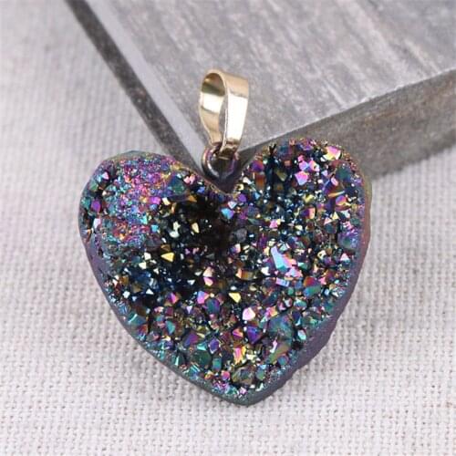 Heart Pendant Natural Stone For Making Jewelry Agates Crystal Necklace Charms Pendants Fashion Gift Free Shipping