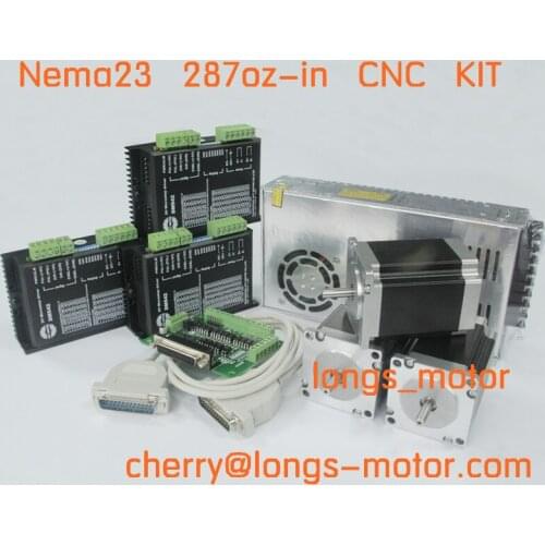 3axis Nema23 stepper motor 287oz-in 1.0A & stepper motor driver DM542A &POWER SUPLLY for CNC controller kit Laser Mill Engraving