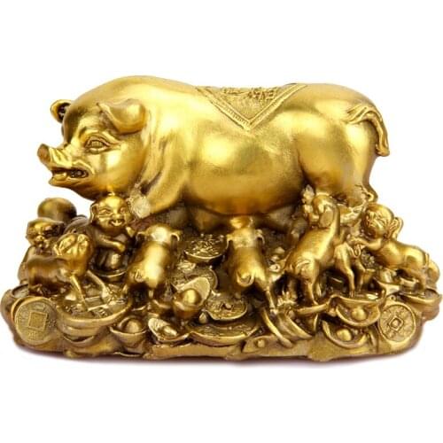 SHUN brass Select Style Copper Decoration Lucky money Pig Wangzi Duofu Household Feng Shui Furnishings
