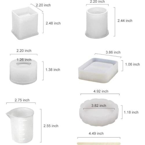 Epoxy Resin Silicone Molds, Large Art Resin Molds for Coaster/Ashtray/Flower Pot/Pen Candle Soap Jewelry Holder D2TD