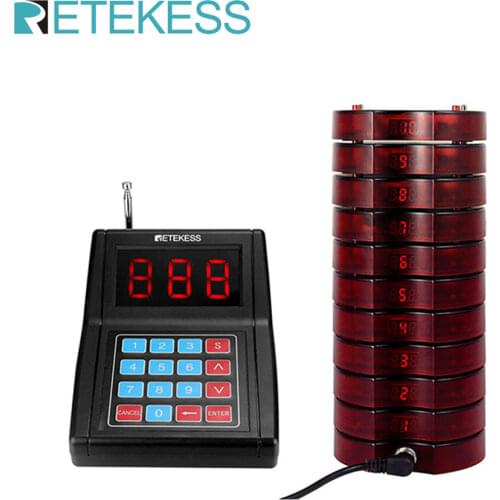 Retekess SU-668 Pager Restaurant With 10 Pager Receivers For Hospital Restaurant Food Truck Wireless Calling System Waiter Pager