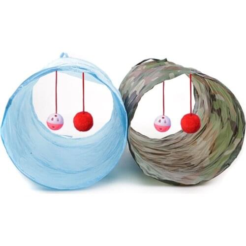 Collapsible Funny Pet Cat Tunnel Crinkle Kitten Toys 2 Holes Play Tubes Balls Puppy Ferrets Rabbit Play Dog Tunnel Tubes 6 Color