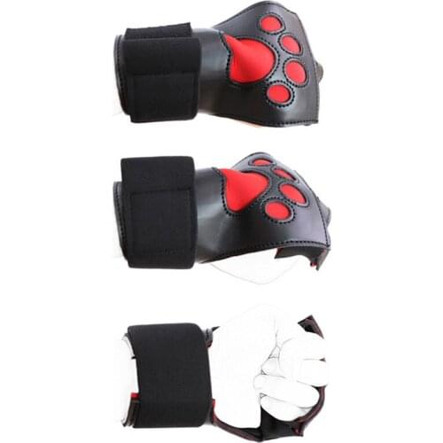 SM Slave Cosplay Puppy Play Dog PU Leather Gloves Bdsm Sexy Bondage Dog Palms Adult Game Sex Toys For Gay Gloves Fetish Dog