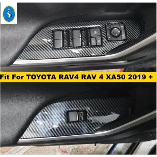 Interior Refit Kit Door Handle Holder Window Lift Button Switch Panel Cover Trim For TOYOTA RAV4 RAV 4 XA50 2019 2020 2021 / ABS