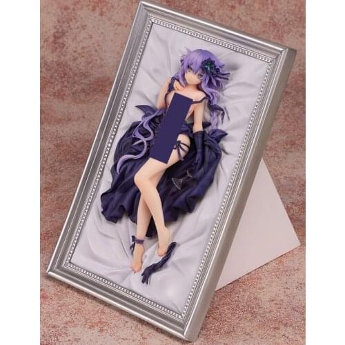 Japanese Anime Choujigen game neptune Neptunia Purple Heart Neptune Dress Sexy PVC Action Figure Collection model Toy 28cm