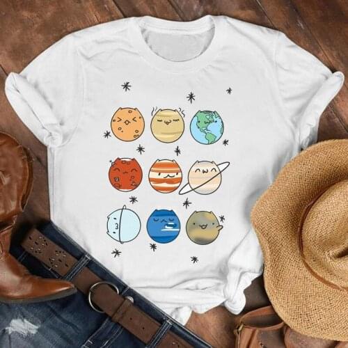 Women Lady Animal Space Cool Fashion Cute 90s Style Cartoon Shirt Clothes Tshirt Tee Womens Top Female Print T Graphic T-shirt