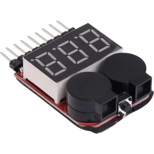 1-8S Lipo/Li-ion/Fe RC Boat Battery 2 In 1 Tester LED Low Voltage Buzzer Alarm