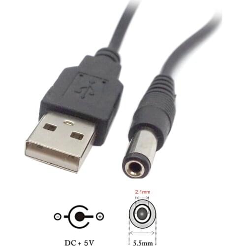 5V USB 2.0 A Type Male to 5.5mm DC Power Plug Barrel Connector Adpter Cable 80cm