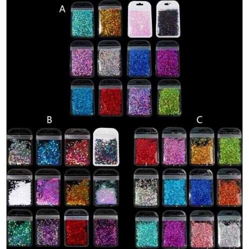 12 Colors Holographic Nail Glitter Flakes Chunky Glitter Epoxy Resin Festival Chunky Star Butterfly Mixed Sequins 2g Per
