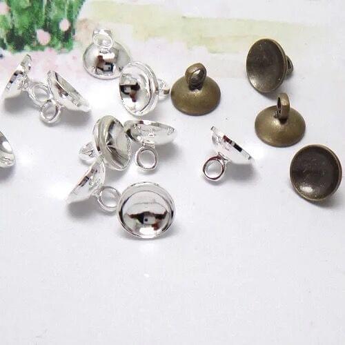 20pcs/lot 6 Colors Copper End Beads Caps Pendant Connector Bail Caps Fitting 6/8/10mm Round Beads Cap DIY Glass Globe Findings