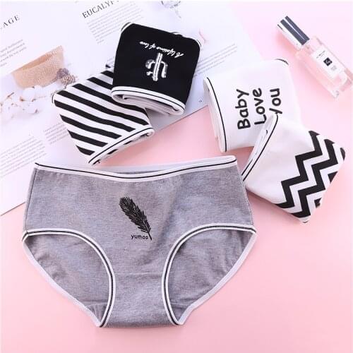 5 Pcs/lot Underwear Panties Women Cotton Briefs Girls Sexy Lingerie Cueca Print Cute Calcinha Lace Shorts Underpant Panty Ladies