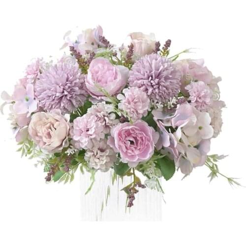 Promotion! Artificial Flowers Fake Peony Silk Hydrangea Bouquet Decor Flower Arrangements Wedding Garden Decoration 2 Packs