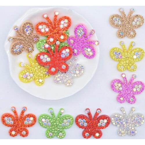 14Pcs 30*26mm Padded Butterfly Crystal Rhinestone Applique for DIY Clothes Shoes Hat Sewing Patches Headwear Decor Accessories