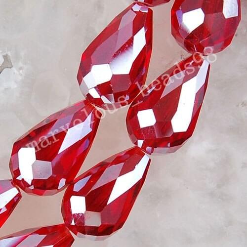 Free shipping Women Fashion Jewelry 10x15mm AB Red Crystal Faceted Teardrop Loose Beads 50pcs FG3380