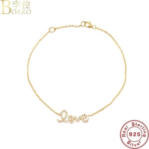 BOAKO New 925 Sterling Silver Chain Bracelet Girls Bracelet For Woman Valentine Day Birthday Gift 2020 Luxury Fashion CZ Jewelry