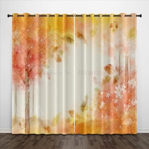 Color Flowers Plant Natural Landscape Curtains Yellow White Red Pink Floral Green Leaf Scenery Living Room Bedroom Decor