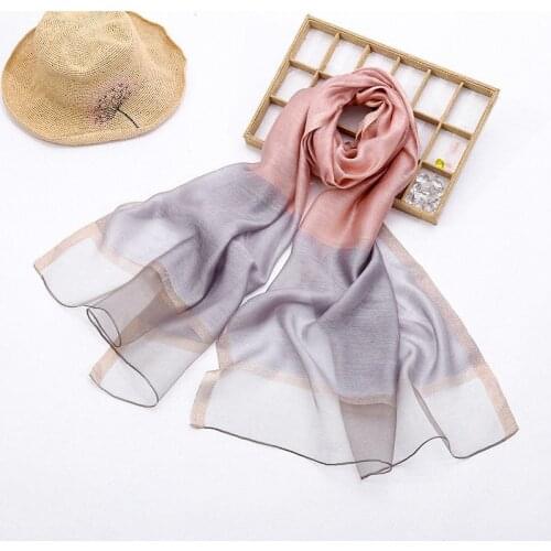 Two Tone Color Silk Wool Scarf Soft Wrap for Women Shawls And Wraps Lady Travel Pashmina High Quality Four Season Neck Scarves