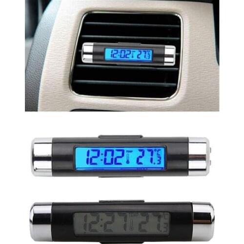 Two In One Vehicle Electronic Clock And Thermometer Auto Car Temperature Voltage Meter Alarm Clock Digital LCD Display