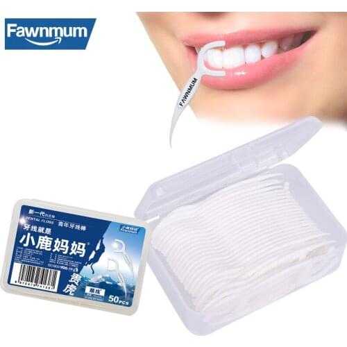 Fawnmum Thread for Teeth Cleaning 50Pcs/Set Interdental Brush Toothbrush Floss Dentistry Tool Oral Hygiene Plastic Toothpicks