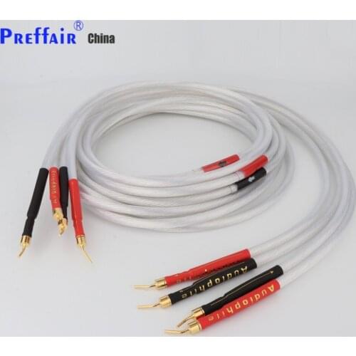 New Hi-end HIFI Silver-plated Speaker Cable Hi-end 7N OFC Speaker WireWith 2mm Pin Banana Plug Loudspeaker Cable