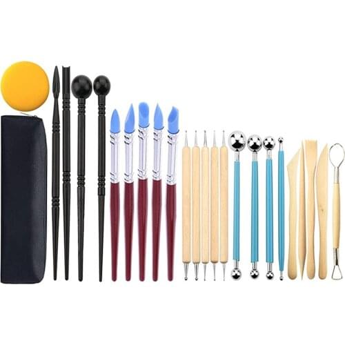 24pcs Ceramics Clay tools Sculpture Polymer tool set Beginners DIY Craft Sculpting Pottery Modeling Carving Smoothing Wax Kit