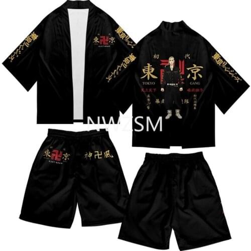 Anime Tokyo Revengers Cosplay Cloak Hanagaki Takemichi Ken Ryuguji Haori Kimono Coat Jacket Tee Men Short-sleeve Halloween Paty