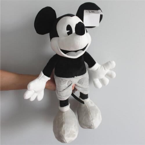 Classic Disney 45cm Black White Retro Mickey Mouse Plush Toys Stuffed Soft Boy Doll For Children Birthday Gifts