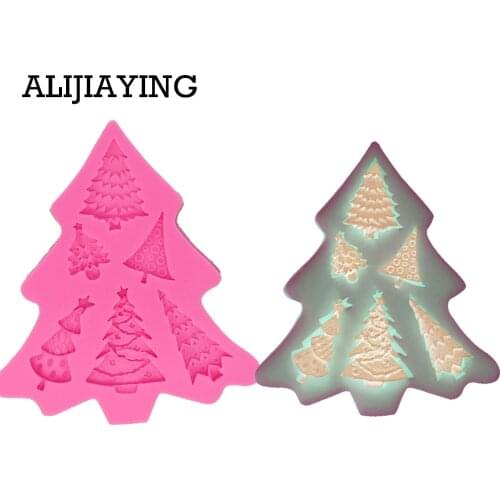 M0871 1Pcs Christmas tree Sugarcraft Silicone mold cake decorating tools Fondant chocolate moulds Clay Candy Moulds