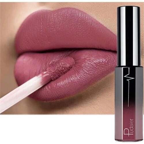 Pudaier Matte Lip Gloss Sexy Velvet Lip Plumper Lipgloss Waterproof Lip Tint Long Lasting Liquid Lipstick Matte Big Lips Makeup
