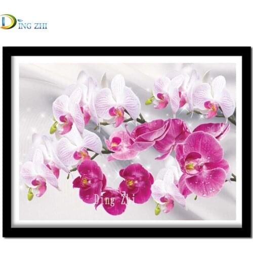 Full Drill Flower Diamond Painting Orchid Rhinestones Art Cross Stitch Kits Needlework 5D Diamond Embroidery Mosaic Warm Home