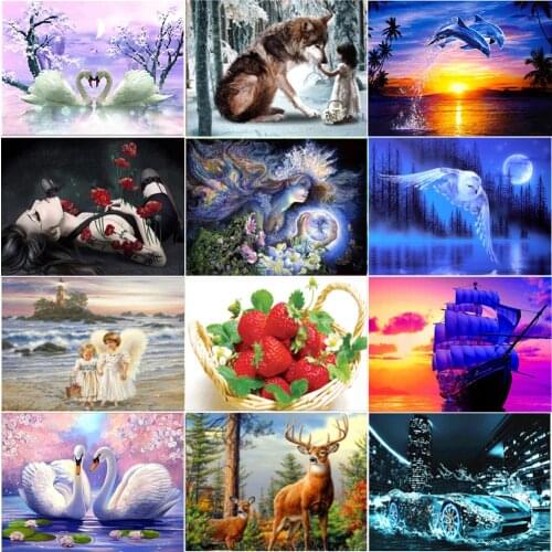 Home Animal landscape character 5D Diamond Painting Cross Ctitch Kit 20 Pattern Wall Sticker Mosaic Diamond Embroidery Painting
