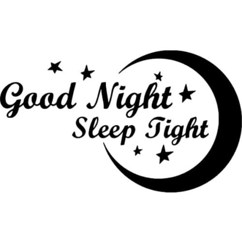 Good Night Sleep Star Moon Decals High Quality Car Window Decoration Personality Pvc Waterproof Decals Black/white, 14cm*8cm