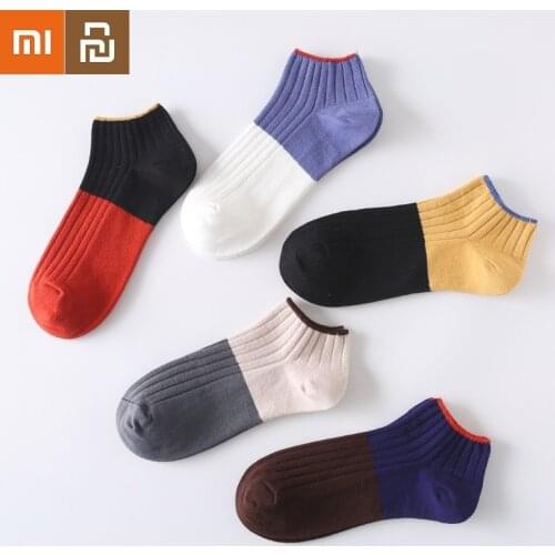 Xiaomi Youpin 5 pairs Cotton Socks Spring and Summer Low-waist Heel Socks Sweat-absorbent Deodorant Short Double Needle Socks