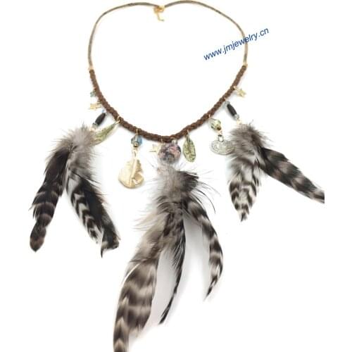 New vintage handmade false collar retro gothic statement Necklace beautiful peacock feather tassel Party Necklaces for women