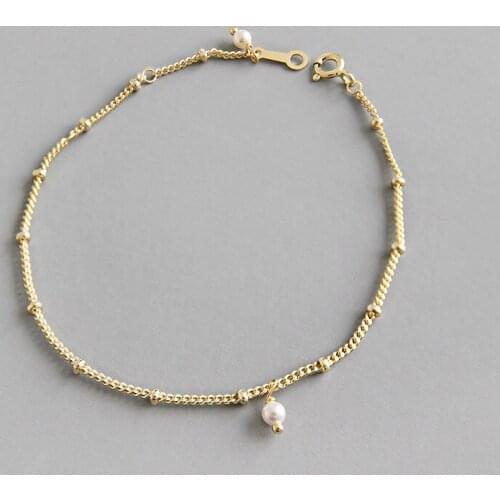 Dainty charms silver 925 bracelets for women Austrian crystal female bracelet pearls chain Gold Color Girl Students Jewerly