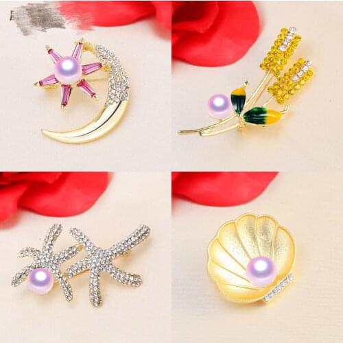 Wholesale Brooch Pin Mountings Base Findings Women Jewelry Settings Parts for Pearls Beads Stones Crystals Agate Coral Jade