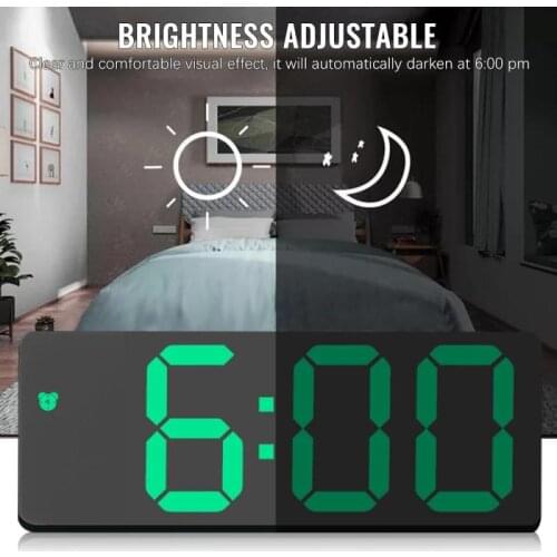 Rectangular Bedside Alarm Clock Led Clock Digital Alarm Snooze Display Time Desktop Clock Home Office Desktop Digital Alarm