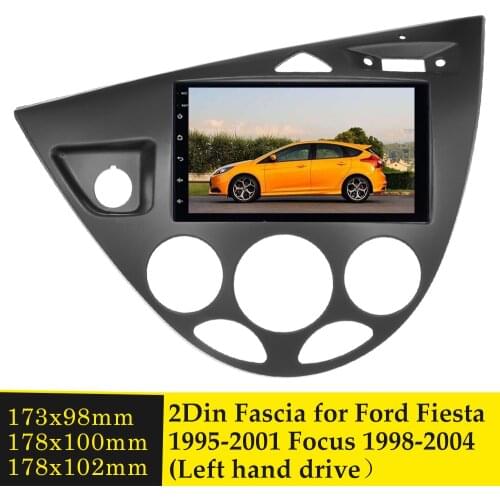 Double Din Radio Fascia for Ford Fiesta 1995-2001 Focus 1998-2004 Left Driving Side Car Refitting Trim Kit DVD Frame Bezel Panel