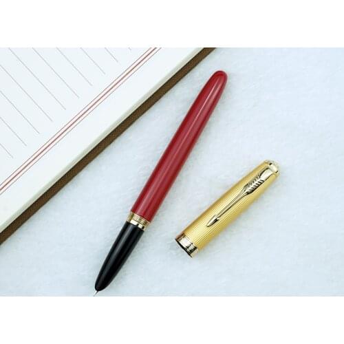 Red Jinhao 85 Wood Fountain Pen Natural Wooden Ink Pen Vintage with Converter Extra Fine 0.38mm Writing Business Office Pen