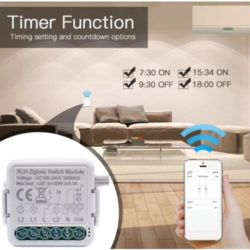 Tuya Smart Zigbee on-off Device MINI 3-way Dual-control Concealed Switch Modific Wireless Remote Control For Alexa Google Home
